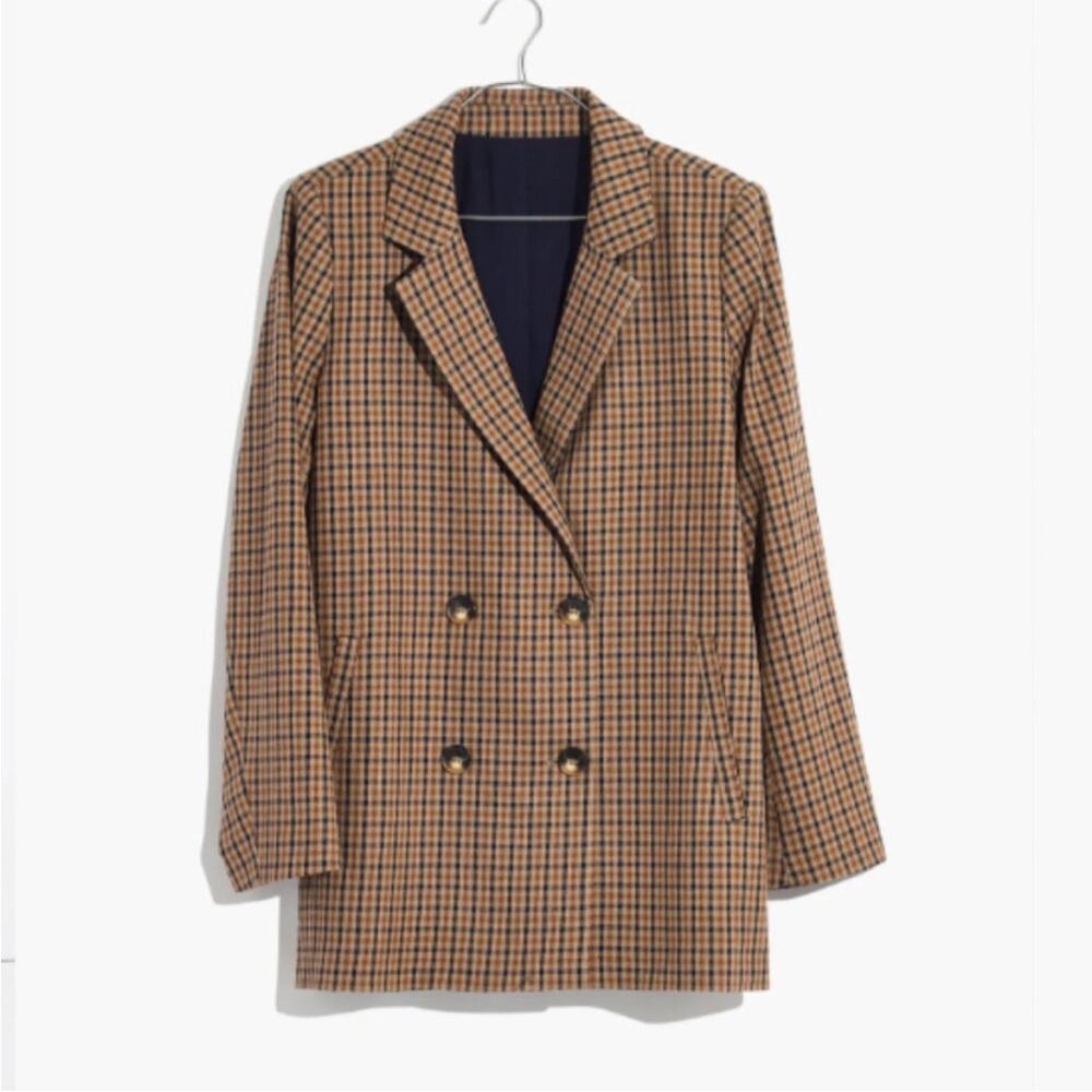 Madewell “Caldwell” plaid double breasted blazer XXS